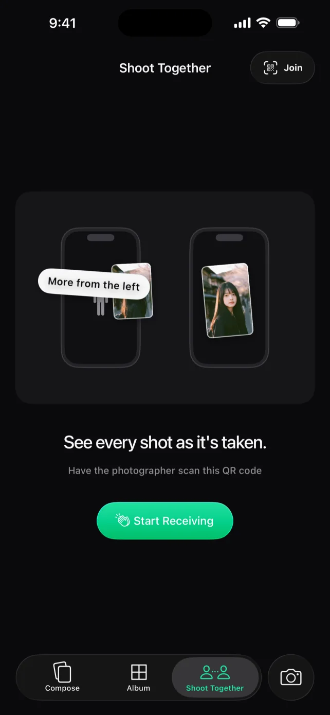 Reviewing photos live while being photographed